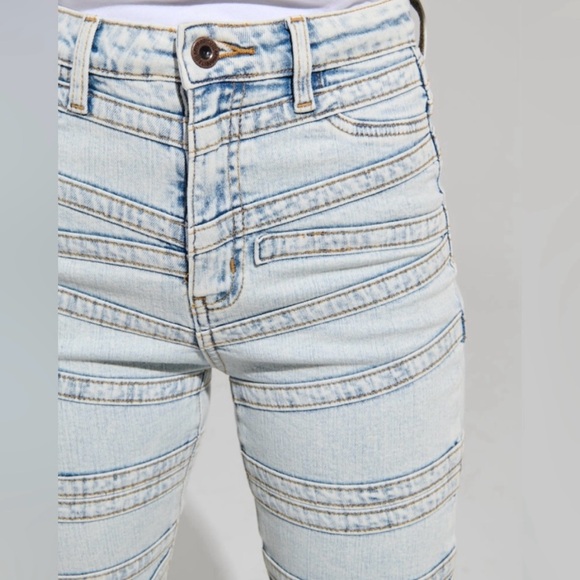 AKIRA Light Blue Fringed Flare Jeans - Picture 5 of 6